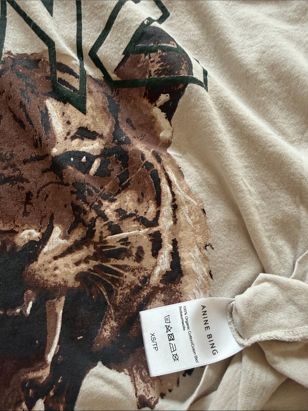 Anine Bing Womens Graphic Tee Set in Black, Green, and Cream - Picture 5 of 5